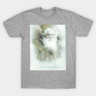 Frosted vintage Santa Claus Merry Christmas Greeting T-Shirt